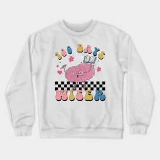 100 Days Wiser Shirt, Retro 100 Days of School Teacher Kids Crewneck Sweatshirt